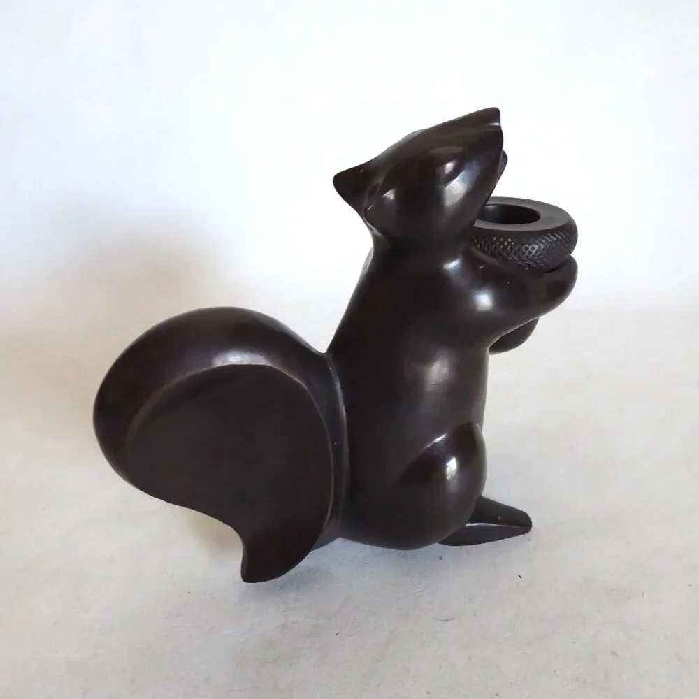 NEW RESTORATION HARDWARE BRONZE SQUIRREL HOLDING ACORN CANDLE HOLDER